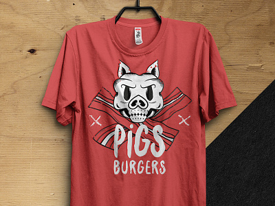 Pigs Burgers t-shirt branding burger illustration logo pig pirate skull tshirt