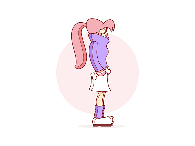 Girl With Bone cartoon dog bone fun girl illustration practice quick silly