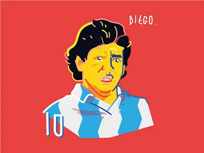 Diego - Number 10 football illustration maradona portrait