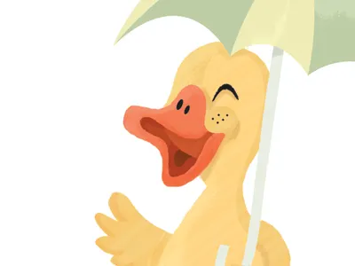The Happy Duckling :) character design duck illustration slap! stick sticker texture umbrella