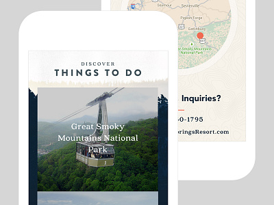 Elk Springs mobile mockups cabin rental graphic design iphone layout maps mobile mockups things to do web design