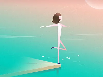 Enjoy the sunshine air flight geometry girl illustration minimal space texture