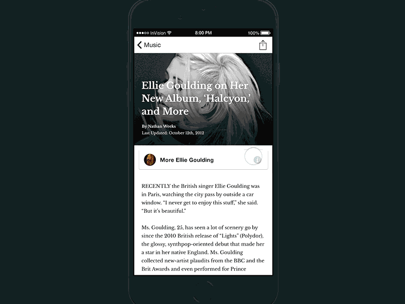 URX Knowledge Graph Conceptual UX (Rebound) ellie goulding knowledge graph ui urx ux
