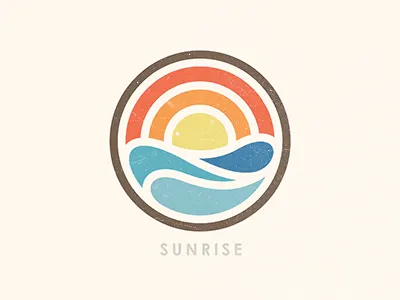 Sunrise beach logo mark sun sunrise wave yp © yoga perdana