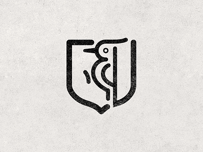 Woodpecker bird icon shield woodpecker