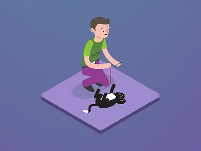 Isometric cat illustration cat hipster illustration isometric string