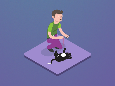 Isometric cat illustration cat hipster illustration isometric string