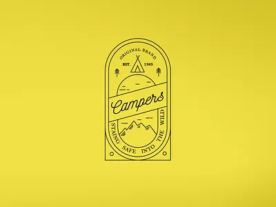Iconic Camping Logo Badges 2 badges cabin camping icons line map mountain outdoor ranger tent trailer trees
