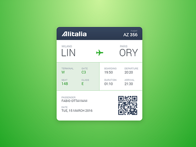 Boarding Pass - DailyUI #024 airplane alitalia boarding pass codepen dailyui flight gate passenger terminal