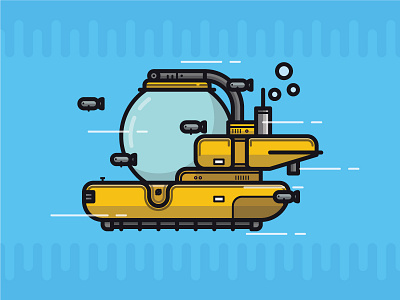 Submarine fish illustration lineart sea submarine vector yellow