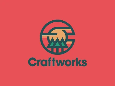 Craftworks design flat illustration logo typography