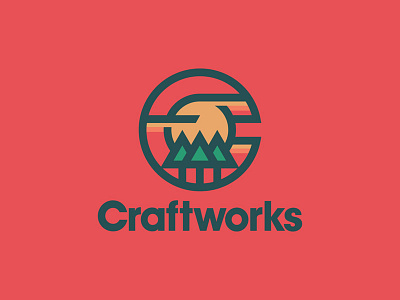 Craftworks design flat illustration logo typography