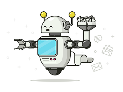 Automation Robot automation email hover icon illustration robot