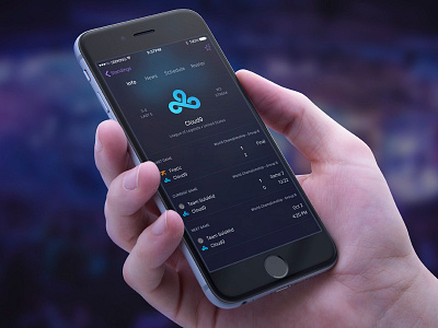 Team Page c9 cloud9 dark esports interface ios mobile ui