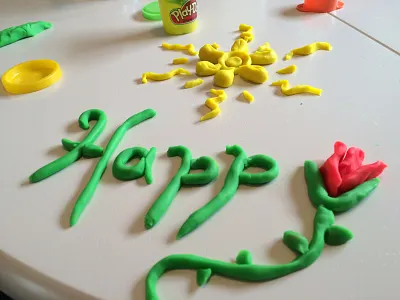 Happy experiment have fun imagine play doh type