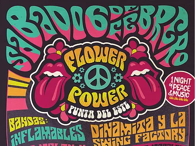 Flower power 2016 poster custom type flower power hippie lettering poster psychedelic vector