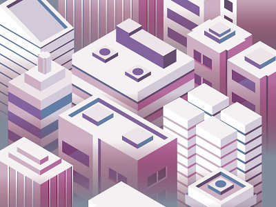 Isometrics II angle buildings city downtown illustration isometric muted perspective roof rooftop