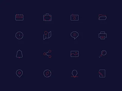 #4 Icons Style blue calendar chat flat gallery icons map pin red search share style