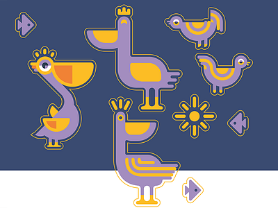 Stickers bird birds flat geometric rest shapes summer sunday zoo