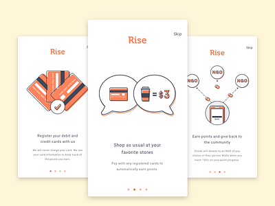 Rise - Onboarding Illustration charity illustration mobile ngo onboarding reward signup ui ux