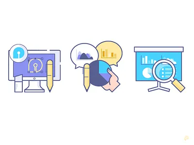 Icons blackboard bubble graph hand icons illustration line mac pen speech