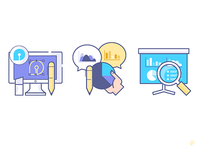 Icons blackboard bubble graph hand icons illustration line mac pen speech