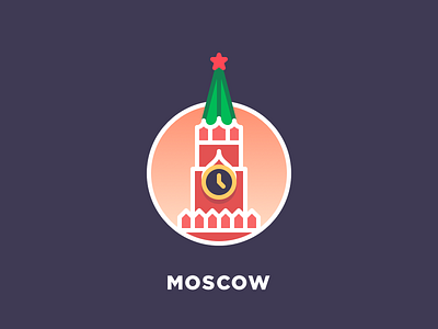 Spasskaya Tower city icon illustration minimal mocsow tower