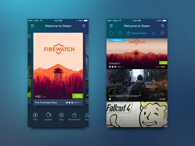 Steam Redesign app ui