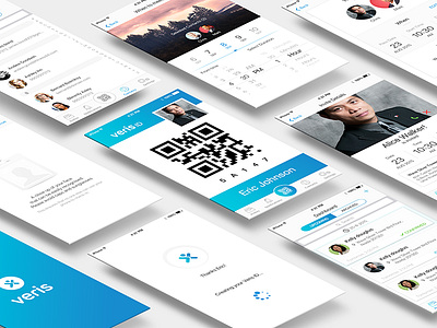 Veris iOS App blue business check in check out invites ios iphone app meeting pass management security ui design veris id