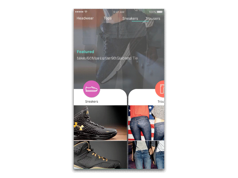 E-Commerce Shop animation carousel dailyui ecommerce ios principle scroll shop