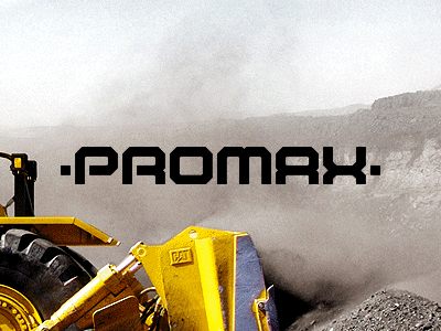 ProMax, technical custom type, logo design [GIF] color variations constructions custom type excavator bulldozer gif animation heavy gear equipment logo logo design logotype technic technical word mark wordmark wordmark