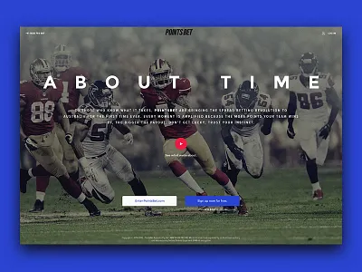 Pointsbet Landing Page bold landing page minimal nfl splash page sport