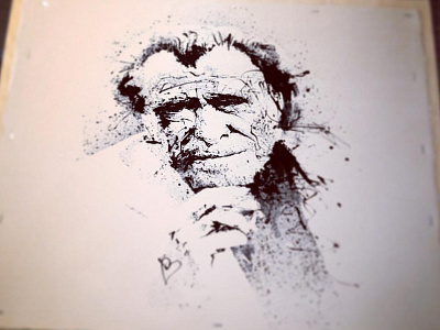 Charles Bukowski By chin2off brush expressive illustration ink nib paper splat typography watercolour