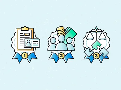 Reward Badges badge balance coin icon id card illustration justice medal money outline profile puzzle