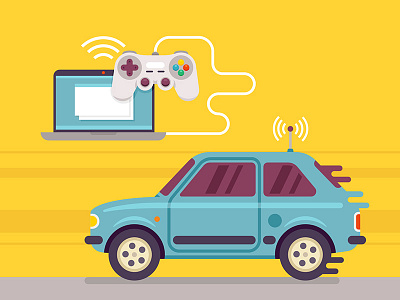 Wireless Car car gamepad illustration laptop toptal vector wireless