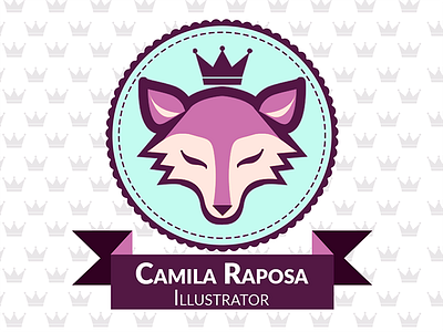 Camila Raposa Logo crown cute fox illustrator logotype pink round seal vector