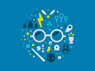 Harry Potter design flat graphic harry potter icon magic wizard