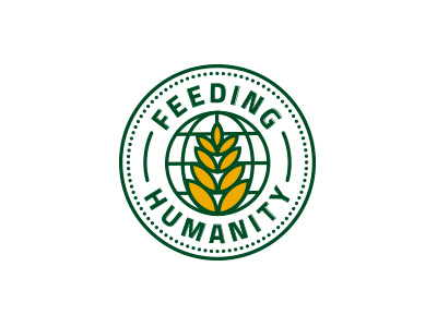 WIP Feeding Humanity badge feed globe grain humanity world