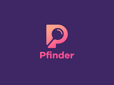 P Finder branding clever logo find finder identity letter p logo design magnifying glass p purple search smart logo