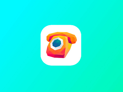 Fone Poly Icon facets fone lowpoly phone rottary telephone