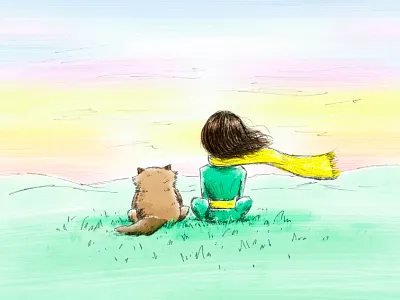 La Petite Princess cats childhood drawing dreamer fan art friendship illustration le petit prince pets squad sunset the little prince