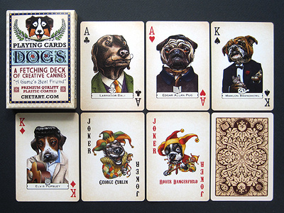 Dogs: A Fetching Deck chet phillips dogs game humor illustration playing cards
