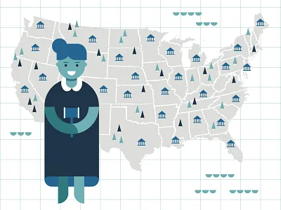 State Judge character gavel icon justice map trees