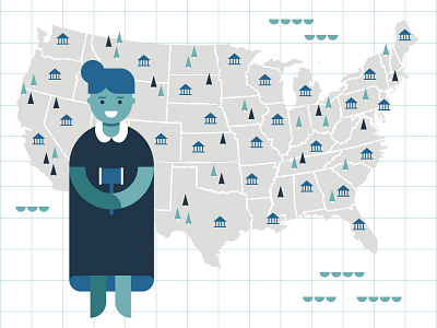 State Judge character gavel icon justice map trees