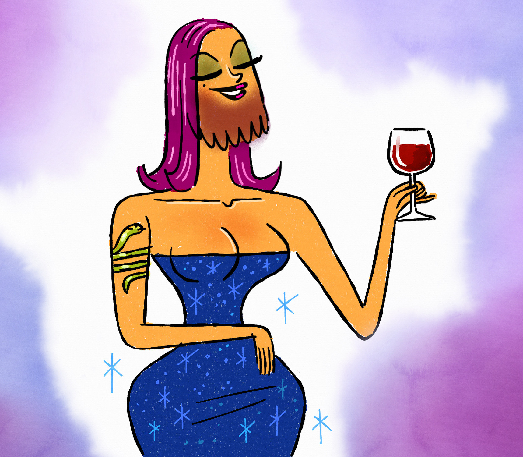 Venis Fly Trap character illustration ink watercolor