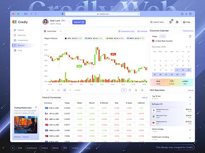 🤑Credly - Markets page - Fintech Dashboard ai application banking charts crypto dark theme dashboard ecommerce finance finance dashboard fintech dashboard fintech web investments page markets page stocks trading trading exchange ui web design web3