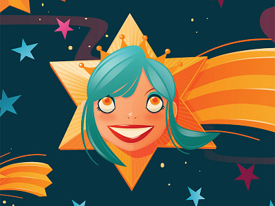 Star Bright girl green illustrator star vector