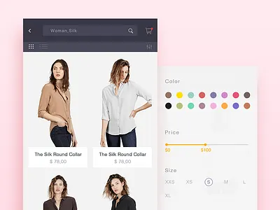 Shopping App Filter app color everlane filter mobile shopping ui