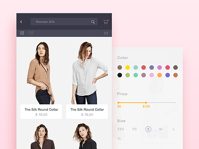 Shopping App Filter app color everlane filter mobile shopping ui