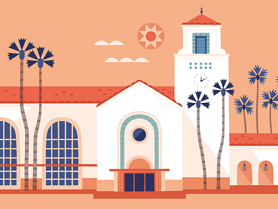 Union Station california illustration lax los angeles retro illustration retro travel train station train travel travel travel illustration vector vintage